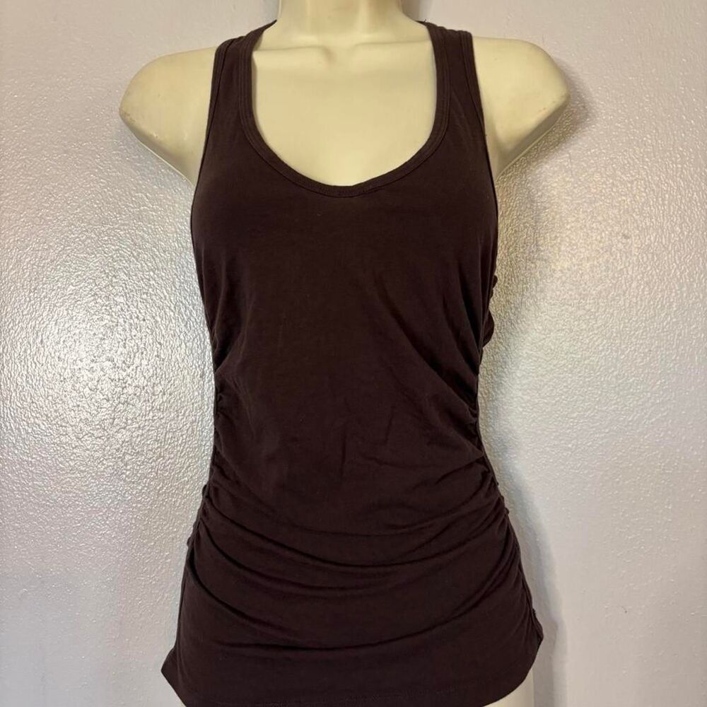 Ambiance Brown Ruched Racerback Tank Top Y2K Size Large - Picture 2 of 6